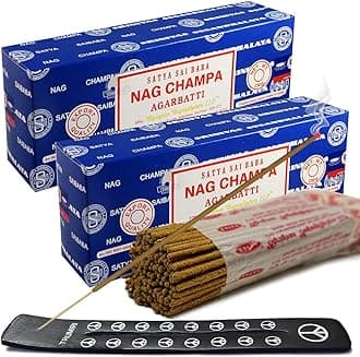 TRUMIRI Incense Stick Holder Bundle with Satya Sai Baba Nagchampa 250g Incense Sticks - Pack of 2 (Approx 500 Sticks)