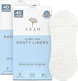 Azah Panty Liners for Women Daily use (Pack of 80) | Cottony Soft Sanitary Pads for Women | Pantyliners Pads Perfect For White Discharge & Light Spotting | Panty Liner Pads Sanitary Napkins
