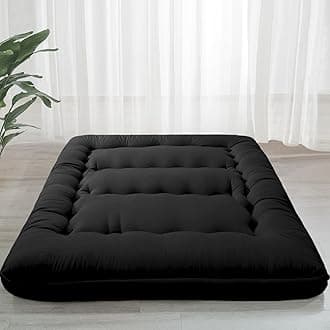 MAXYOYO 6" Thick Japanese Floor Mattress Futon Mattress, Foldable Tatami Pad for Adults, Roll Up Floor Bed for Guest Room Bedroom RV, Black, Queen