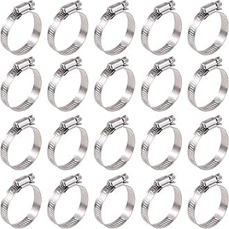 Glarks 20Pcs 304 Stainless Steel Adjustable 27-51MM Range Worm Gear Hose Clamps Assortment Kit, Fuel Line Clamp for Water Pipe, Plumbing, Automotive and Mechanical Application (27-51MM)