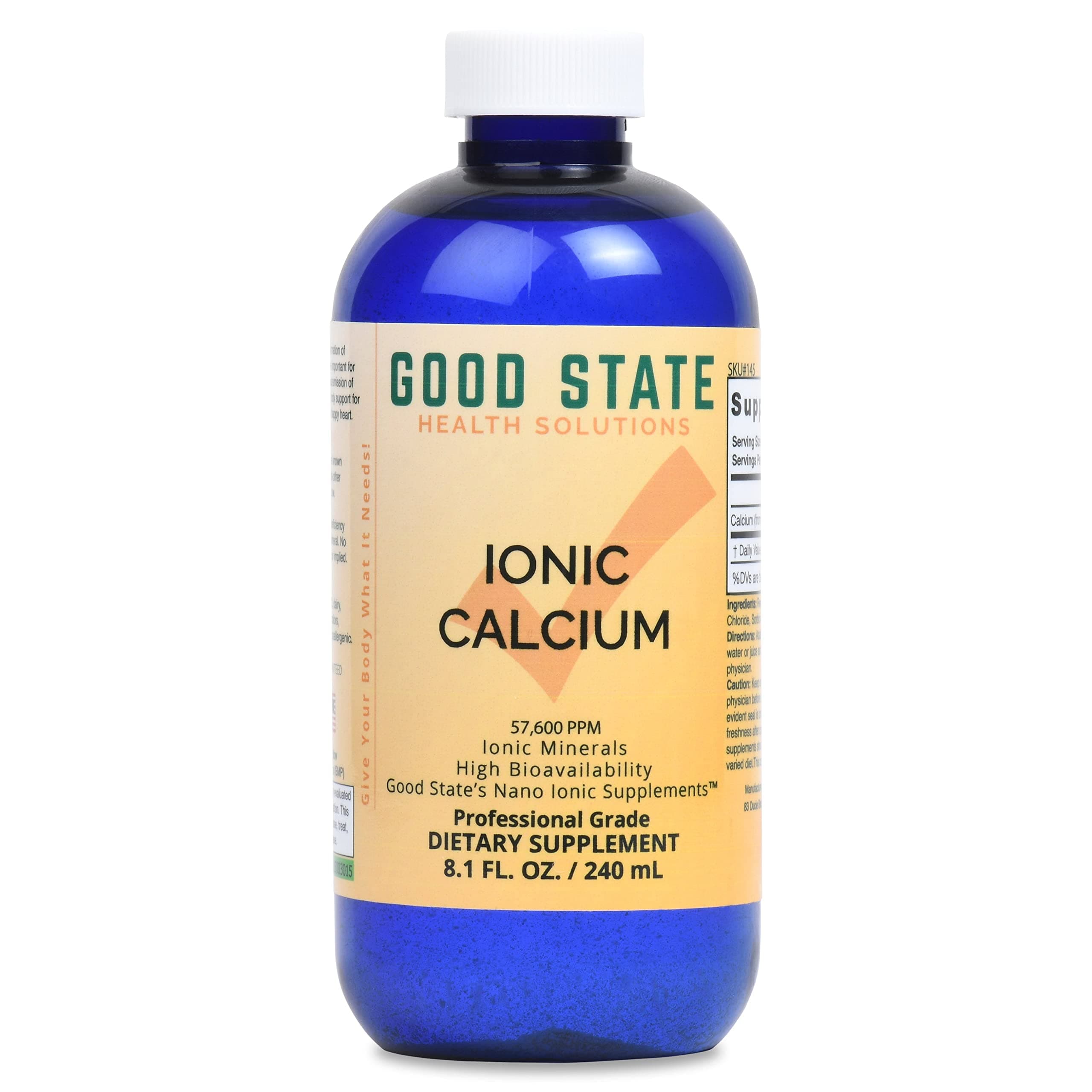 Good State Liquid Ionic Calcium (96 servings at 144 mg elemental, plus 2 mg fulvic acid - 8 fl oz)