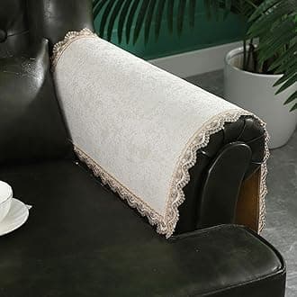 MINJIATEX Couch arm Covers,Non-Slip lace Sofa arm Covers Set of 2 Washable Sofa armrests Covers for Living Room Recliner Chair arm Cover Protectors for Leather Sofa armrest slipcover (GYDF-Beige)