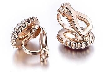 Yoursfs Austria Crystal Clip on Earrings for Women 18K Gold Plated Fashion Jewelry with Halo CZ Rhinestone Non Pierced Earrings