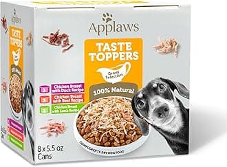 Applaws Taste Toppers, Grain-Free Dog Food Topper, Limited Ingredient, Variety Selection in Gravy (8 x 5.5oz Cans)