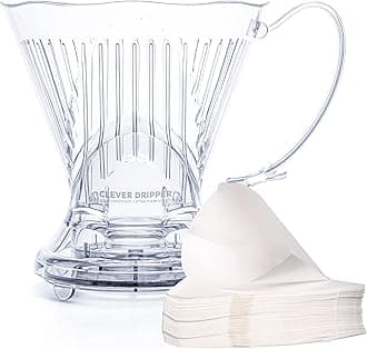 Clever Coffee Dripper and Filters, Large 18 oz, Original Classic Design, Safe BPA Free Plastic, Clever dripper coffee maker, drip coffee maker pour over, 100 filters, coaster and lid, 18 oz (Clear)