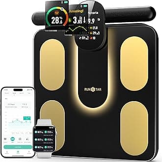 Smart Scale FSA&HSA Eligible, 8 Electrodes Digital Bathroom Scale for Body Weight and Fat, BMI, Muscle Mass 28 Body Composition Measurement, with Full-Color TFT LCD on Retractable Handle