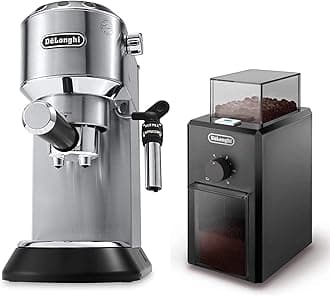 EC685 Dedica Style Pump Espresso Machine with Grinder (M, Silver)
