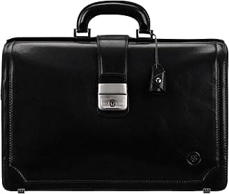 Maxwell Scott - Mens Luxury Leather Executive Lawyer Briefcase - 2 Section Top Handle - Handmade in Italy - The Basilio