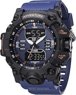 V2A Bold & Big Dial Analog-Digital Sports Watch for Men | Multifunction Military Wristwatch | Gift for Men