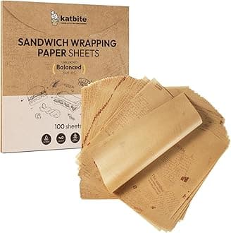 100Pcs 12 In Food Wrapping Paper, New Pattern Heavy duty Deli Paper, Greaseproof & Non-stick Parchment Paper, Pre-cut Unbleached Parchment Paper is Perfect for Wrap Bread, Burger and Sandwich