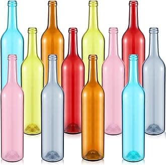 Zhehao 12 Pcs Decorative 750ml Empty Wine Bottles Summer Colored Glass Bottles for Bottle Tree for Garden Outside Home Room Spring Summer Party Outdoor Indoor Decor (Elegant Color)