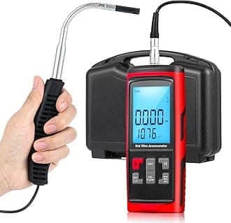 Bonvoisin Anemometer Handheld Hot Wire Air Flow Velocity Meter CFM Wind Speed Gauges with Data Output Software Telescopic Probe for in Duct HVAC, Outdoor (Thermal Anemometer)