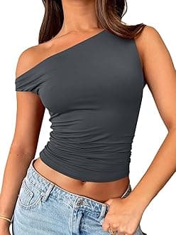 Trendy QueenWomens Off The Shoulder Tops Sleeveless Shirts Going Out Crop Tank Tops Slim Fitted Y2K Summer Outfits 2024