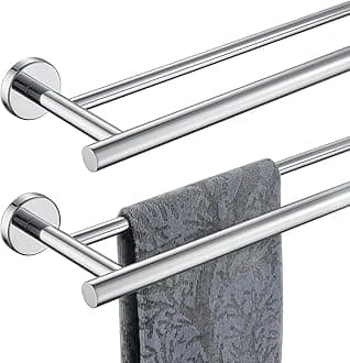 JQK Double Bath Towel Bar, 33 Inch 304 Stainless Steel Thicken 0.8mm Towel Rack for Bathroom, Towel Holder Polished Chrome Wall Mount, Useable Length 30 Inch 2 Pack, TB100L30-CH-P2