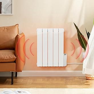 900W Electric Oil Filled Radiators Wall Mounted Electric Heater 5 Fins Energy Efficient Electric Radiators with 7 Days/24H Timer and Thermostat,LED Display & Safe Lock for Home Use