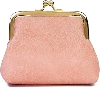 Coin Purse, Kiss Lock Coin Purse for Women, Large Capacity Coin Pouch,Vintage Change Purse Cute Car Coin Holder for Women (1-Pink)