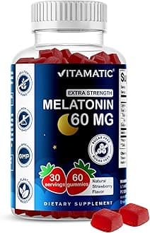 Sugar Free Melatonin 60 mg - 60 Vegetarian Gummies - Non-Habit Forming Supplement