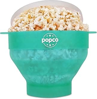 POPCOSilicone Microwave Popcorn Popper with Handles, Silicone Popcorn Maker, Collapsible Bowl Bpa Free and Dishwasher Safe - 15 Colors Available (Transparent Aqua)