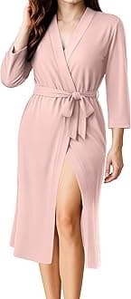 NY Threads Womens Robe Long Knit Bathrobe Lightweight Kimono Robe for Women Soft Sleepwear Ladies Cotton Blend Loungewear