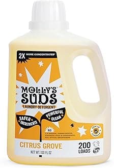 Molly's Suds Liquid Laundry Detergent | Clean Laundry Detergent Soap for Sensitive Skin | 2x Concentrated, High Efficiency (HE) (Citrus Grove - 200 Loads)
