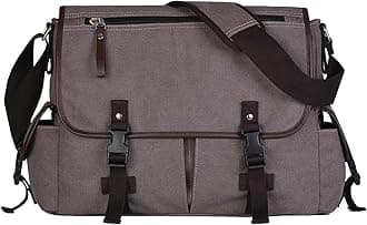 Vintage Canvas 15.6 inch Laptop Messenger Bag for Men Women, College Computer Satchel Shoulder Bag Travel Office Briefcases | Anti-theft Design, Multiple Pockets