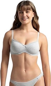1723 Women's Wirefree Padded Super Combed Cotton Elastane Stretch Medium Coverage Lace Styling T-Shirt Bra with Adjustable Straps_Steel Grey Melange_38B
