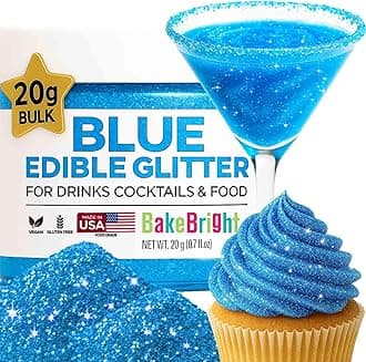 Blue Edible Glitter for Drinks Bulk 20g | Premium Edible Glitter for Cakes, Cocktails, Blue Cake Decorating Decorations Food Grade, Vegan, Kosher, Halal, Gluten Free - Made in USA