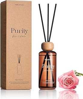 M&SENSE Reed Diffuser Set, Rose Amber Scented 6.3 fl oz Natural Essential Oil Diffusers with Sticks, Non-Toxic Organic Air Freshener, Long-Lasting Fragrance Oils for Bathroom Bedroom Gifts for Girls
