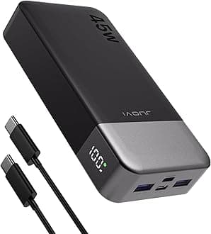 JUOVI J2621 Power Bank Fast Charging 20000mAh 45W, Portable Charger PD 3.0 QC 4.0 Battery Pack, With LED Display,2 USB-C, 2 USB-A for iPhone 16 15 14 13,Tablet,Galaxy,iPad,Samsung S24 S23,Google
