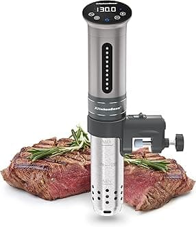 KitchenBoss Sous Vide Cooker Machine: Ultra-quiet 1100 Watt IPX7 Waterproof Water Thermal Immersion Circulator Accurate Temperature Control Digital Display Slow Cooking (Metallic Silver)