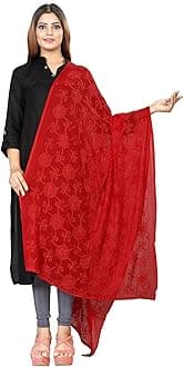 Women's Designer Pure Chiffon Dupatta with Pure Cotton Thread Embroidery Work