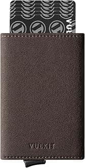 Credit Card Holder RFID Blocking Mens Leather Bifold Card Wallet Automatic Pop Up for 9 Cards with ID Window & Coin Pocket