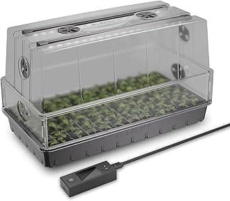 Heavy-Duty Large Humidity Dome w/Full Spectrum LED Grow Light Bars, Samsung LM301H EVO Diodes, Drip Tray, 6x12 Cell Seed Tray, 3mm Thick Dome, Vented Extension Panels for Seed Starting