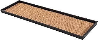 Anji Mountain AMB0BT4F-001 Black Rubber Boot/Shoe Tray with Coir, Fits 4 Pair (46.5" Wide), Tan Insert