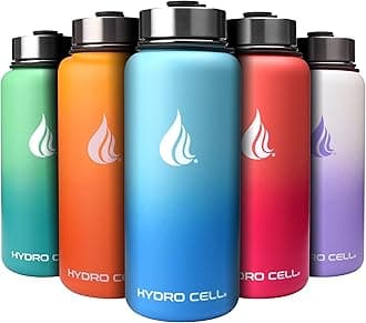 HYDRO CELLStainless Steel Insulated Water Bottle with Straw - For Cold & Hot Drinks - Metal Vacuum Flask with Screw Cap and Modern Leakproof Sport Thermos for Adults (Sky/Blue 32oz)
