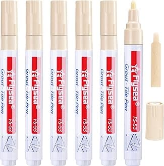 Outus 6-Piece Tile Wall and Floor Grout Restorer - Repair Marker and Filler Pen for Bathrooms and Kitchen (Beige)