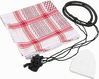Mens Traditional Arabian Shemagh and Agal Set, Headscarf set for Thobe or Kandora, 138 x 138 cm/54" x 54", 3 Pieces set