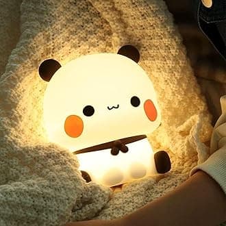Cute Panda Lamp, Cute Bear Night Light, Novelty Animal Touch Light Lamp, 3 Modes Dimmable Bu-bu Du-du LED Squishy Night Light Decor for Baby Nursery, Toddler Boy, Room Decor (White)