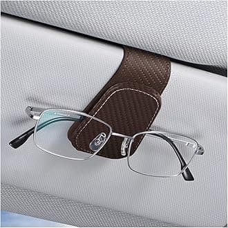 AICEL Sunglasses Holders for Car Sun Visor, Leather Eyeglasses Hanger Mounter, Magnetic Glasses Holder and Ticket Card Clip, Auto Interior Accessories Universal for SUV Pickup Truck