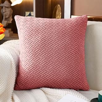 MINGPINHUIUS 1PC Cushion Covers 45 x 45 cm - Solid Soft Stretch Throw Pillow Covers 18 x 18 Inch Square Pillowcase for Couch Sofa Home Decoration (Pink Weaves)