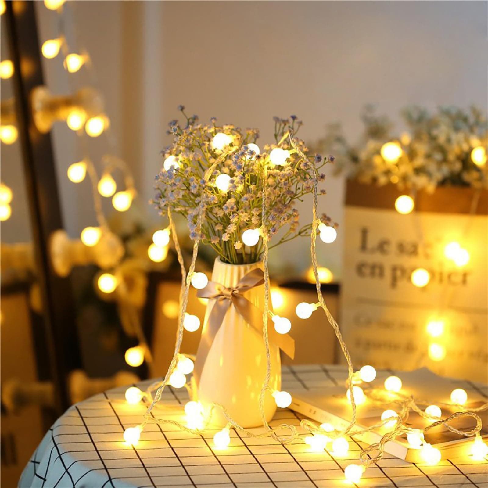 – Globe Fairy Lights, 15M/49ft 100 LED Fairy String Lights with Remote - USB or Battery Powered - 8 Modes - Outdoor Indoor Globe String Lights for Christmas, Bedroom, Garden, Balcony