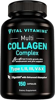 Vital Vitamins Grass Fed Enhanced Multi Collagen Pills (150 Capsules 3300mg)