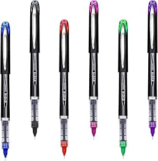 EYEYE 0.5mm Rollerball Pens 6 Assorted Colors, Extra Fine Point Needle Pen Quick Dry, Liquid Ink Pens Fine Point Smooth Writing Pen for Journaling, Note Taking, Office, School Supplies