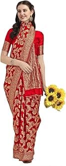 Women's Kanchipuram Silk Half and Half Woven Saree With Blouse Piece |Wedding Saree