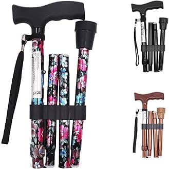 PEPE - Folding Cane, Wand for Women, Cane for Women Fashionable, Walking Stick for Women, Elderly, Flower Print, Adjustable Height