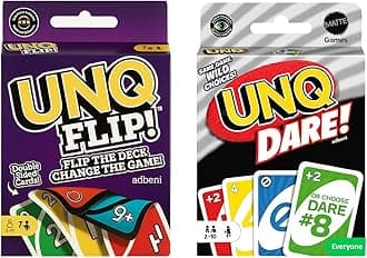 adbeni Matte UNQ FLIP & Dare | Combo Pack of 2 | Family Fun Card Games for Kids, Adults & Teens | Portable Travel Game | Fast-Paced Strategy, Action & Reversible Play | Perfect for Gifting