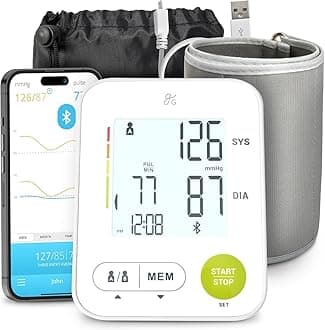 Automatic Bluetooth Blood Pressure Monitor for Home Use, Upper Arm BP Machine with Adjustable Wide Cuff (22–42 cm), Dual User Memory, Irregular Heartbeat Detection