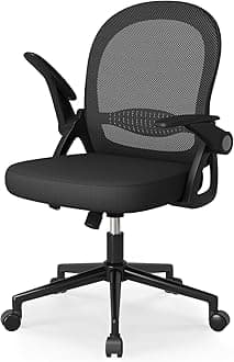 Home Office Chair Ergonomic Desk Chair Swivel Computer Chair Mid-Back Mesh Chair with Flip-up Armrests and Lumbar Support for Home/Office - Black