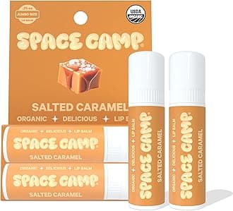 Space Camp Wellness Jumbo Lip Balm - Salted Caramel Organic Flavored Balm (2 Pack)