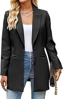 luvamia2024 Blazers for Women Business Casual Long Blazer Jackets Dressy Work Professional Office Outfits Lapel Pockets
